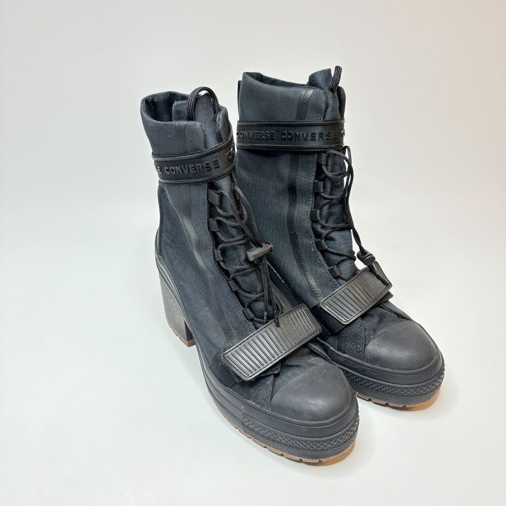 CONVERSE Chuck Taylor All Star GR82 Black Canvas Chunky Heel Boot Womens Size 9
